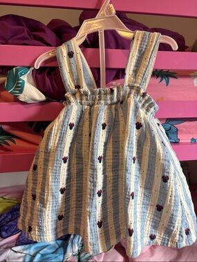 Girls Blue & White Striped Matching Set with Minnie Mouse Accents